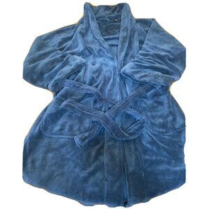 Plush Blue Intimo Unisex Robe With Tie Belt One Size 100% Polyester Cozy & Soft
